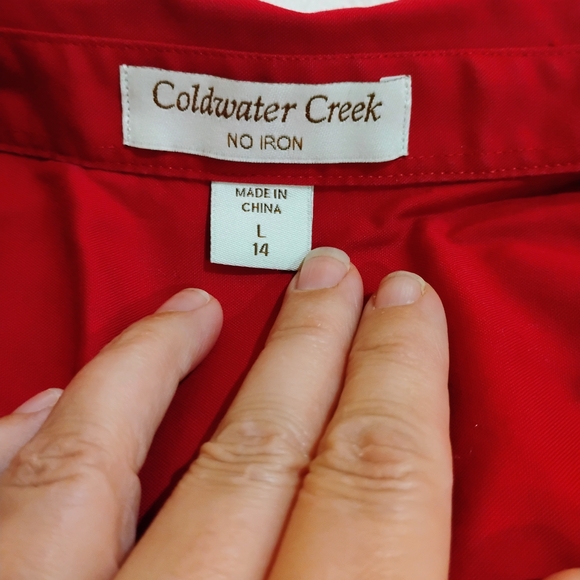 Coldwater Creek Vibrant Red Button Down Blouse - Picture 2 of 8